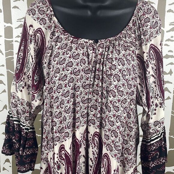 Altar’d State Boho Paisley Print Baby Doll Dress 3/4 Sleeves M - Picture 7 of 11